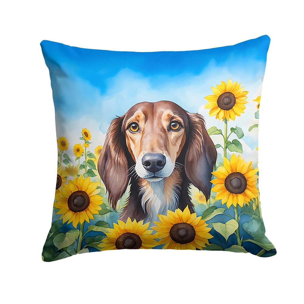 2886 in Sunflowers Throw Pillow, 18Hx18W, Saluki 6152